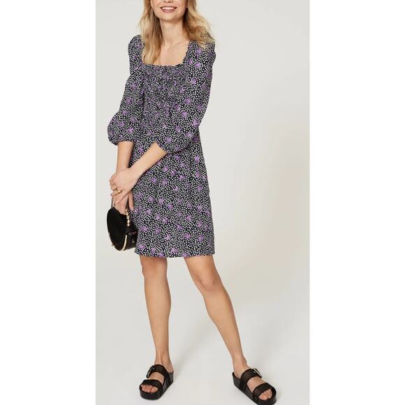Maje Rappa Floral Smocked Mini Dress - Picture 1 of 10